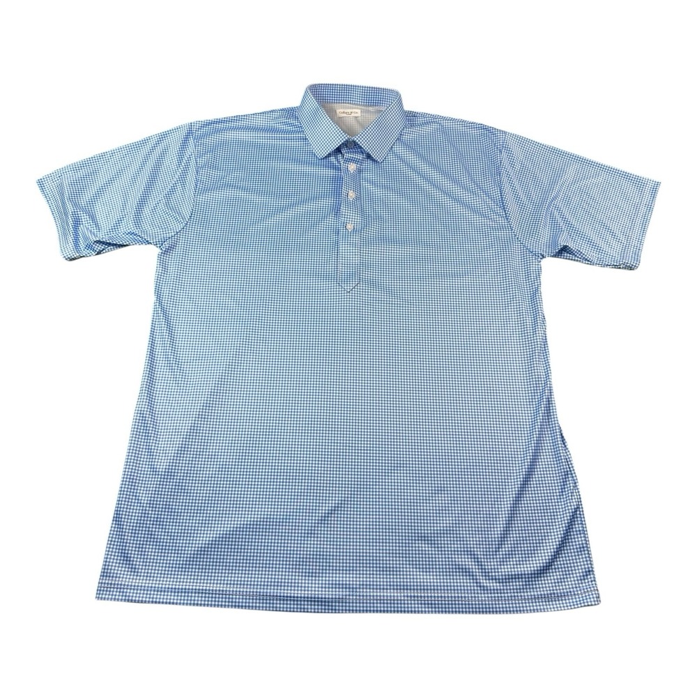 Collars & Co. Blue White Check Dress Collar Mens Polo Shirt Size XL - Picture 3 of 7